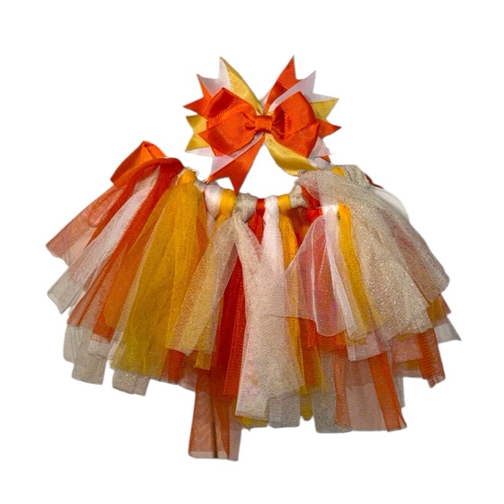 Vibrant Baby Essentials Tulle Dress Orange yellow white skirt and bow 3months
